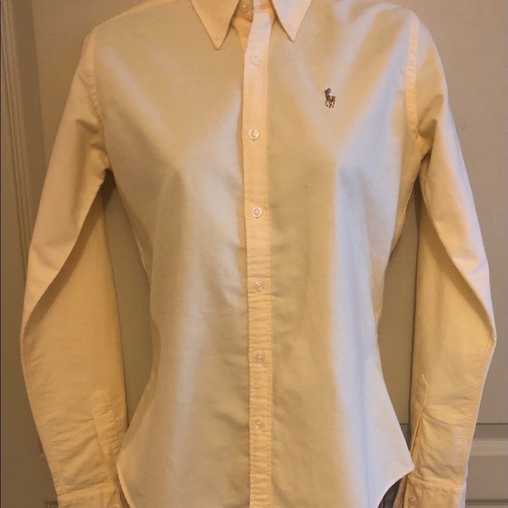 Ralph Lauren100% cotton tailored slim fit Yellow Casual Shirt Sz 2